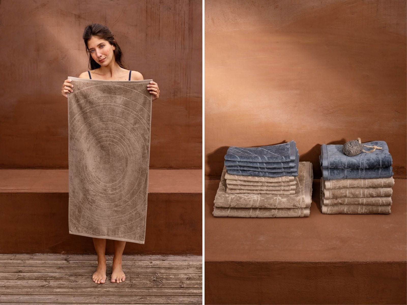 Serviette de toilette en velours taupe classique 50x100