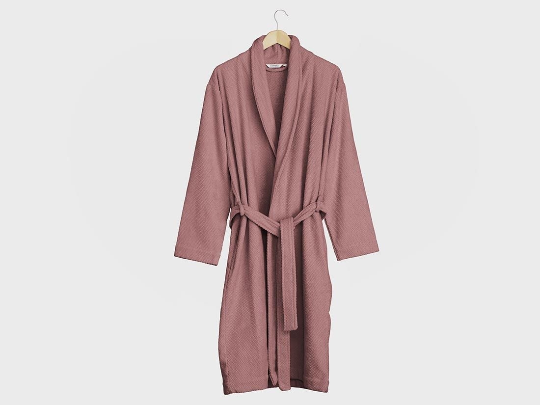 Peignoir nid d'abeille rose blush