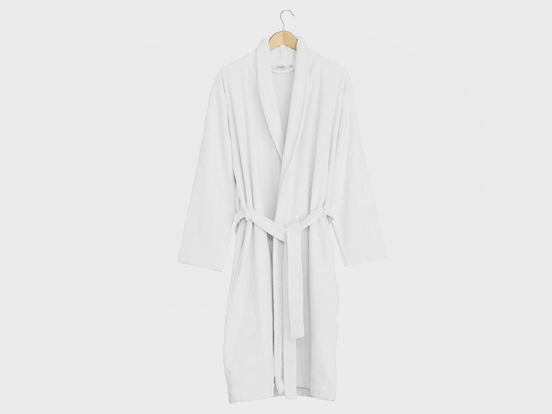 Peignoir nid d'abeille blanc pur L