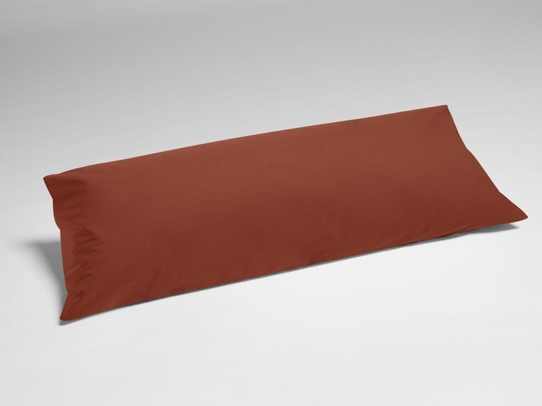 Taie d'oreiller percale de coton rouge rouille