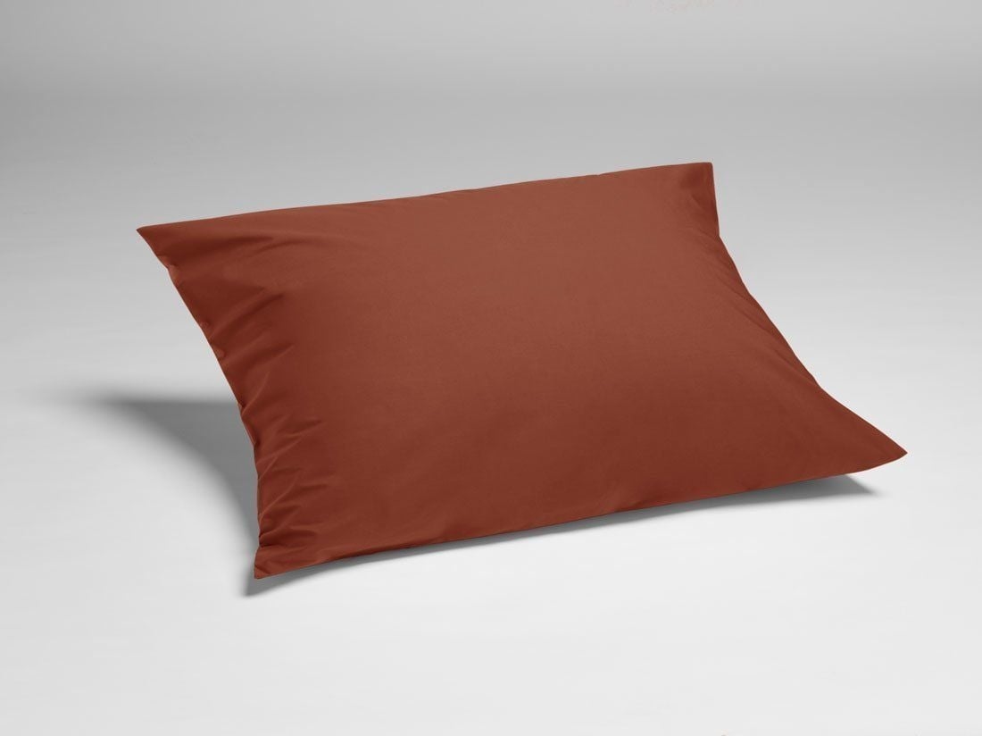 Taie d'oreiller percale de coton rouge rouille