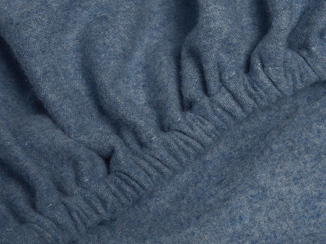 Drap-housse flanelle de coton bleu denim