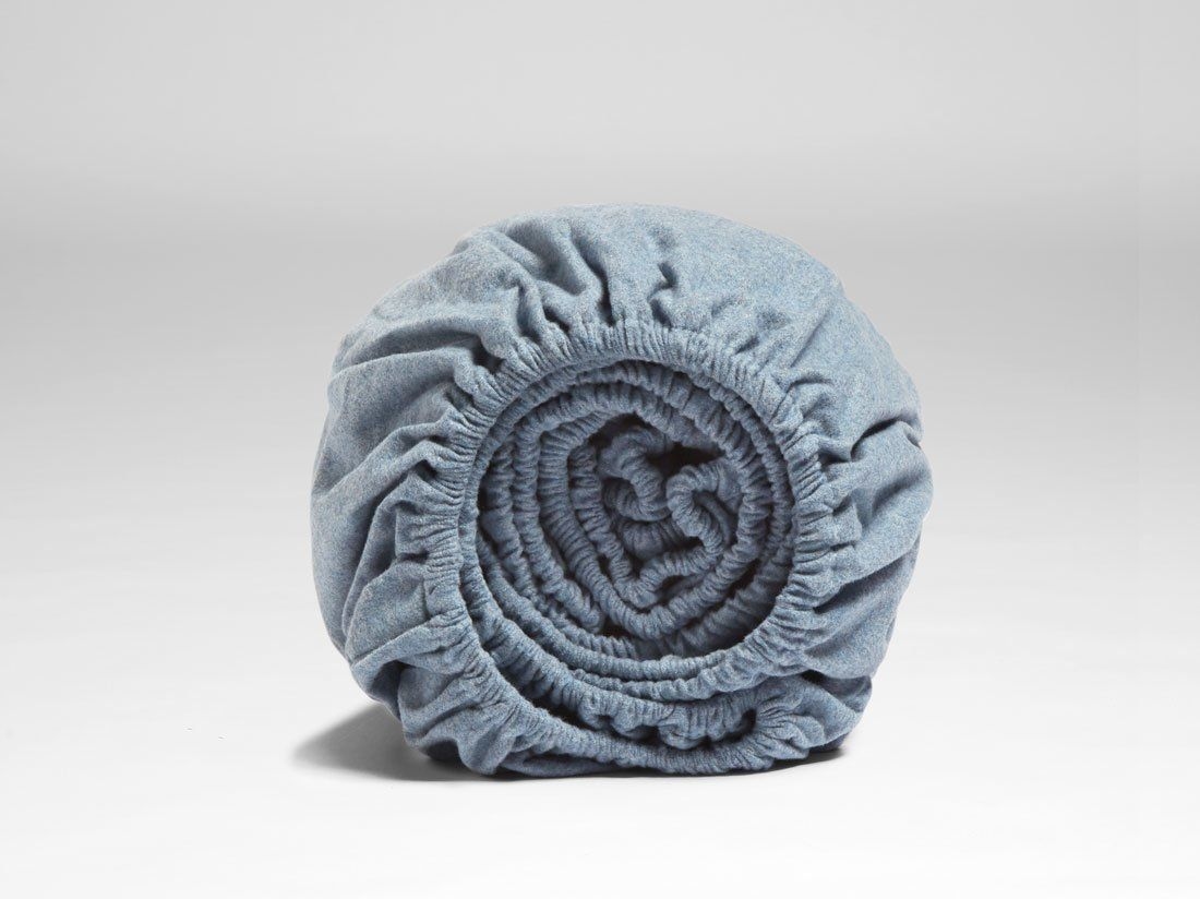 Drap-housse flanelle de coton bleu clair