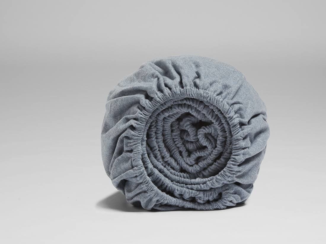 Drap-housse flanelle de coton bleu clair 90x210x30