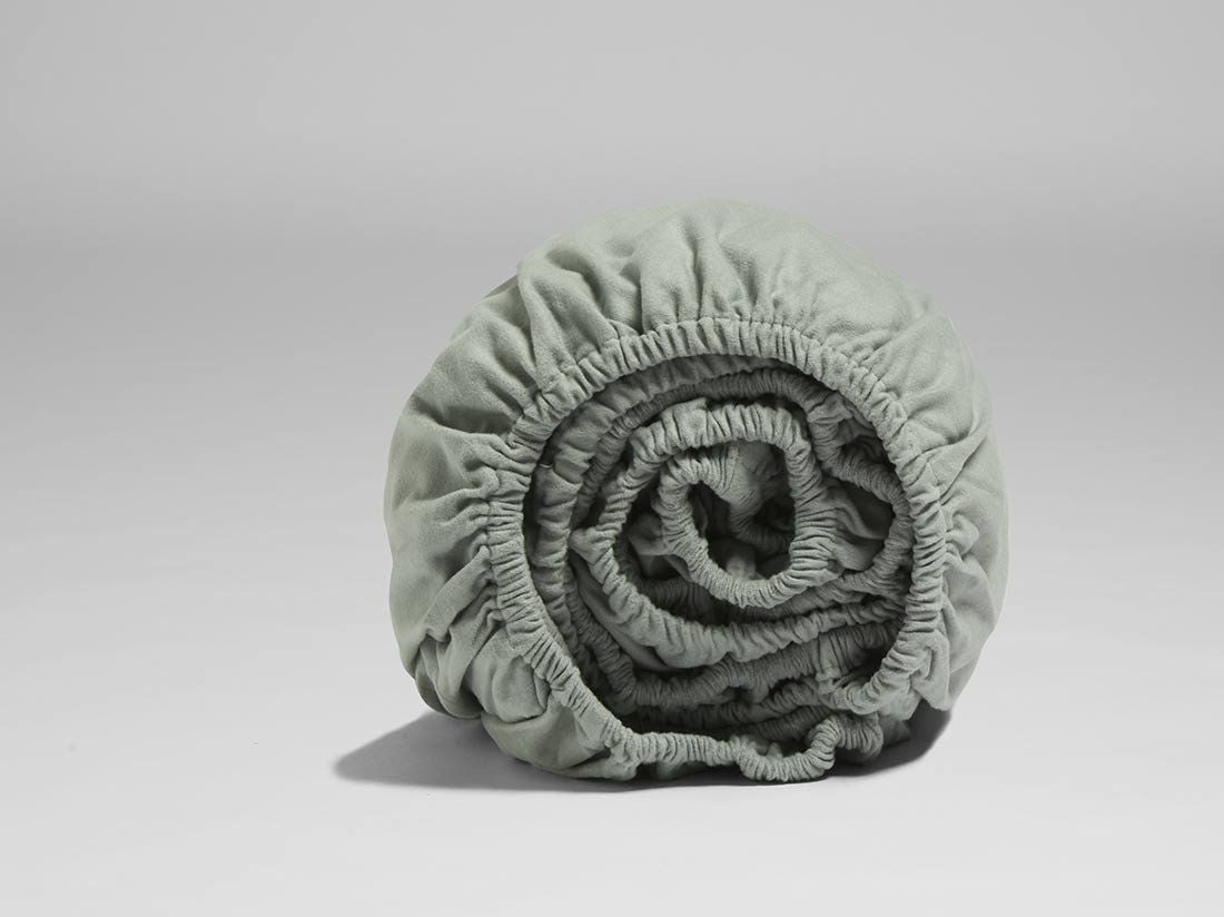 Drap-housse flanelle de coton vert pâle 90x200x30