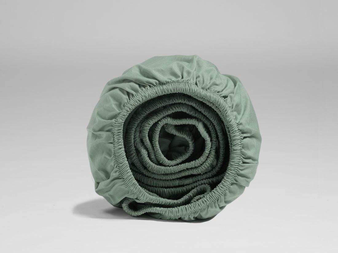 Drap-housse percale de coton vert jade