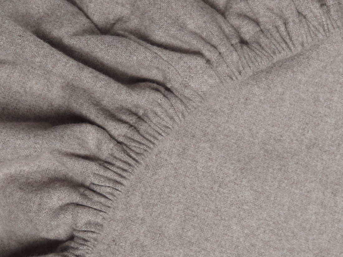 Drap-housse flanelle de coton marron pierre