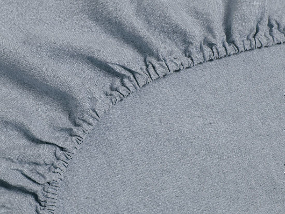 Drap-housse lin lavé bleu crépuscule