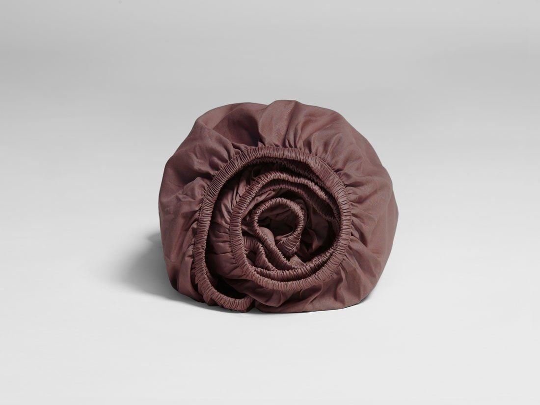 Drap-housse satin de coton rose marron