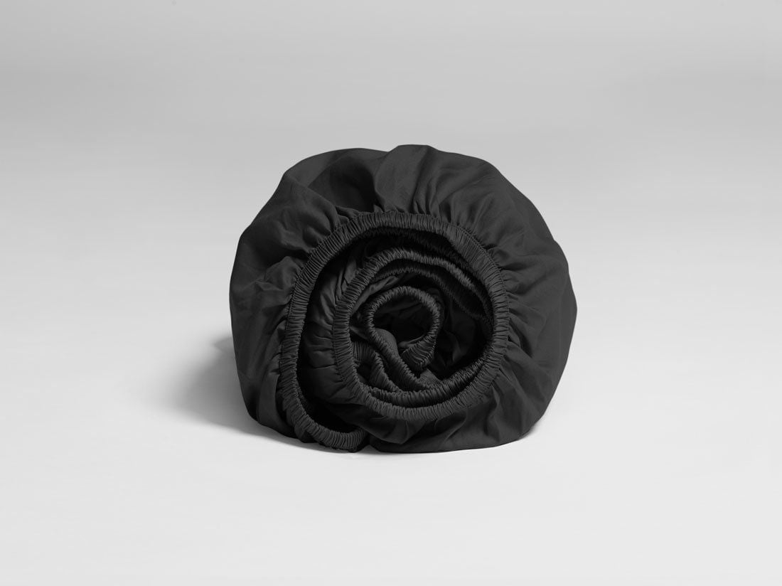 Drap-housse satin de coton anthracite foncé