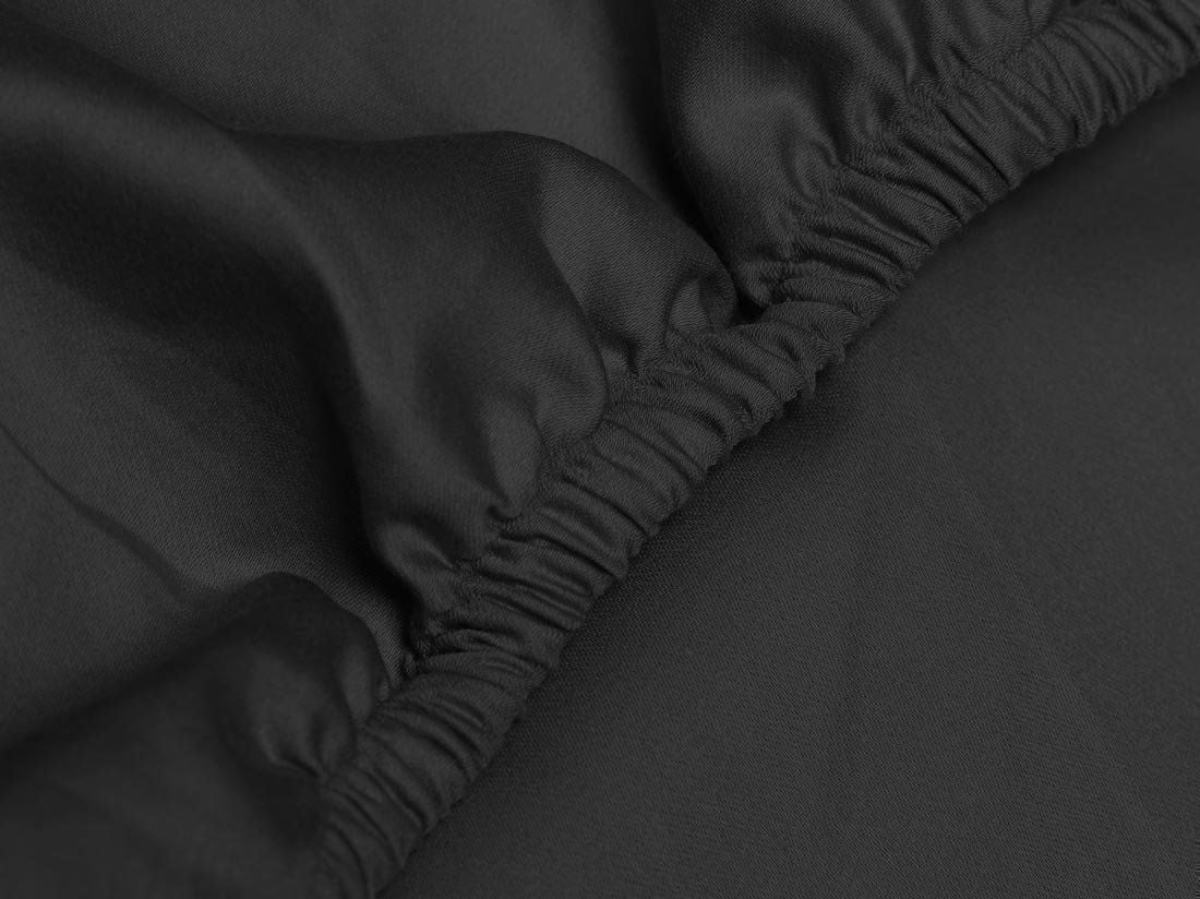 Drap-housse satin de coton anthracite foncé