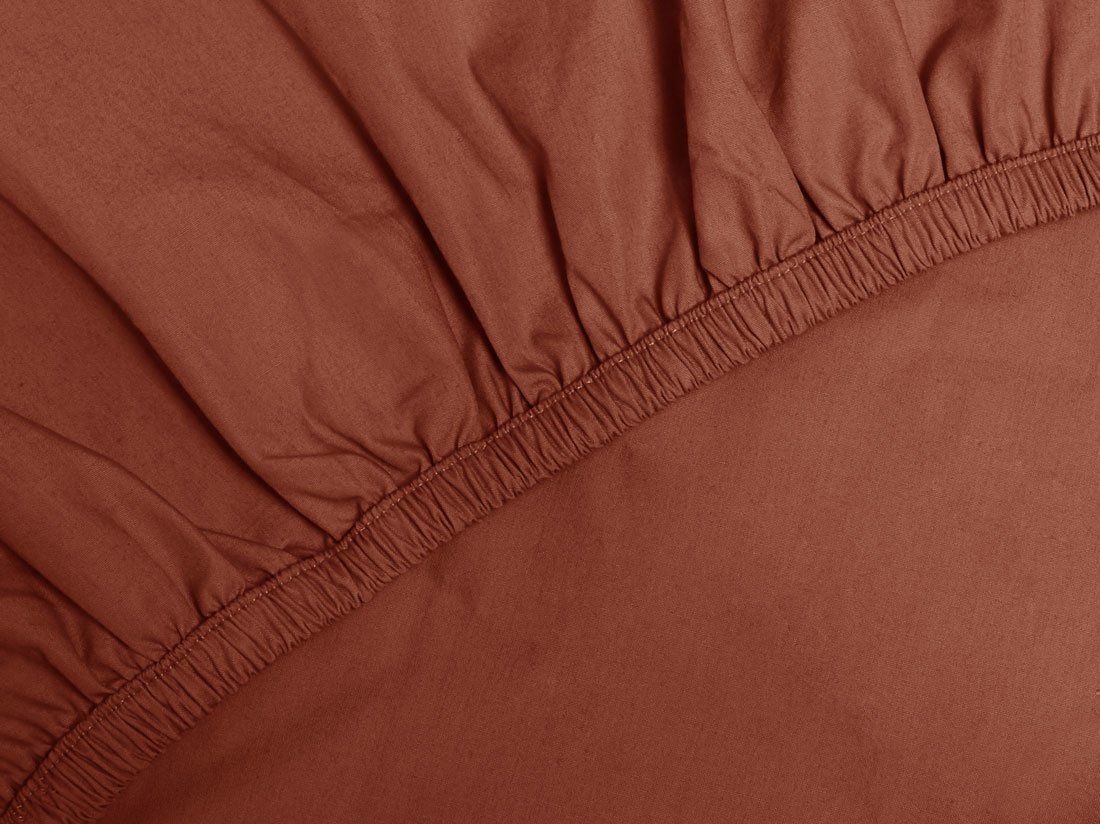 Drap-housse percale de coton rouge rouille