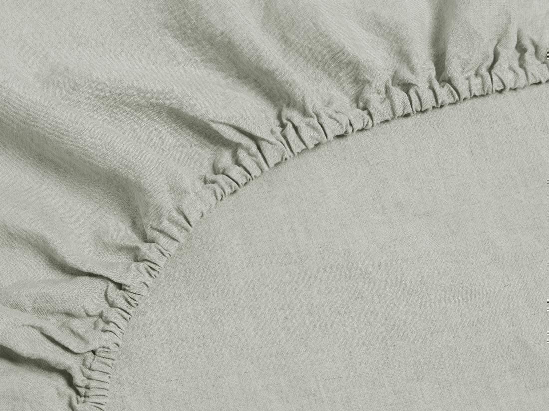 Drap-housse lin lavé vert brumeux