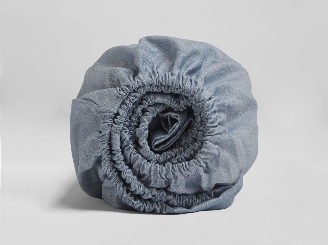 Drap-housse coton TENCEL™ bleu chambray