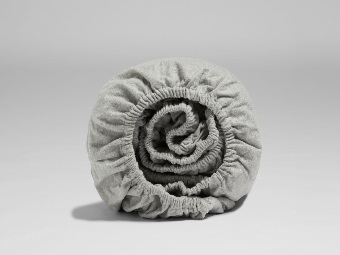 Drap-housse flanelle de coton gris clair 180x220x30