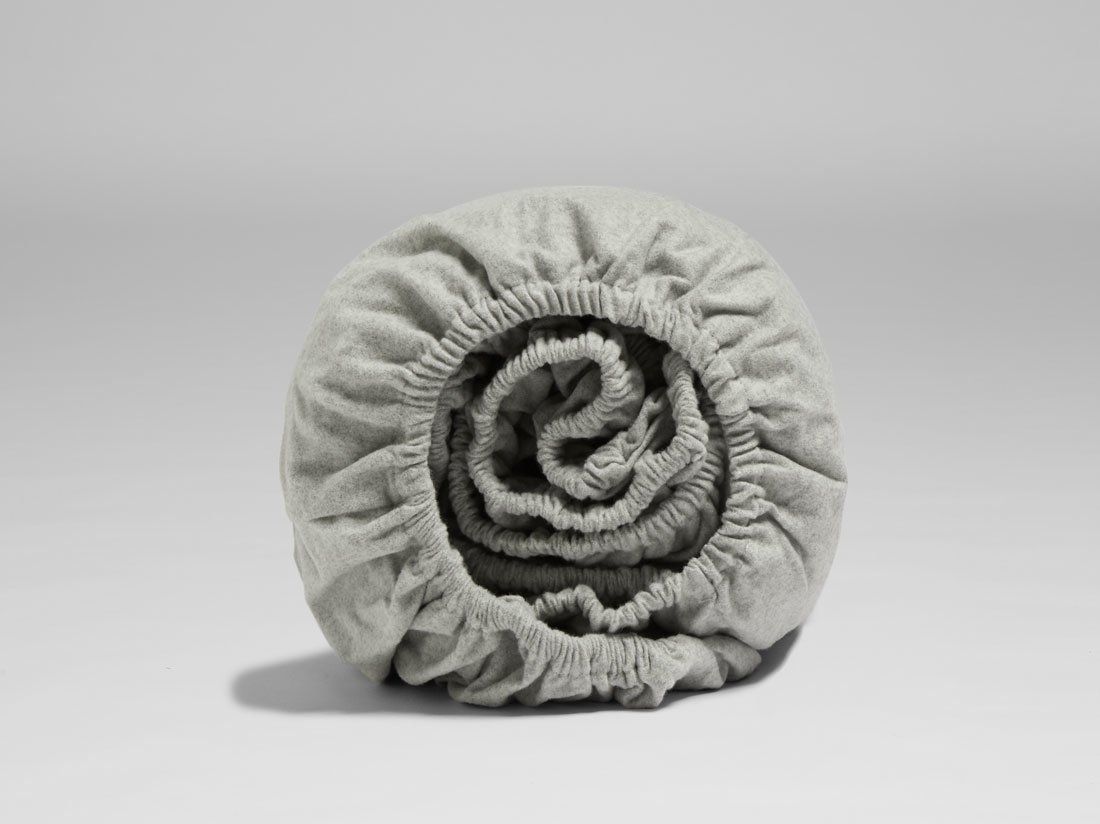 Drap-housse flanelle de coton gris clair 160x200x30
