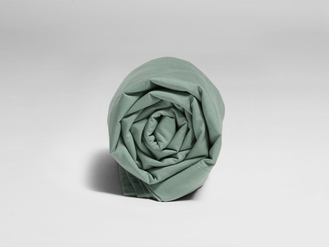 Drap plat enfant percale de coton vert jade