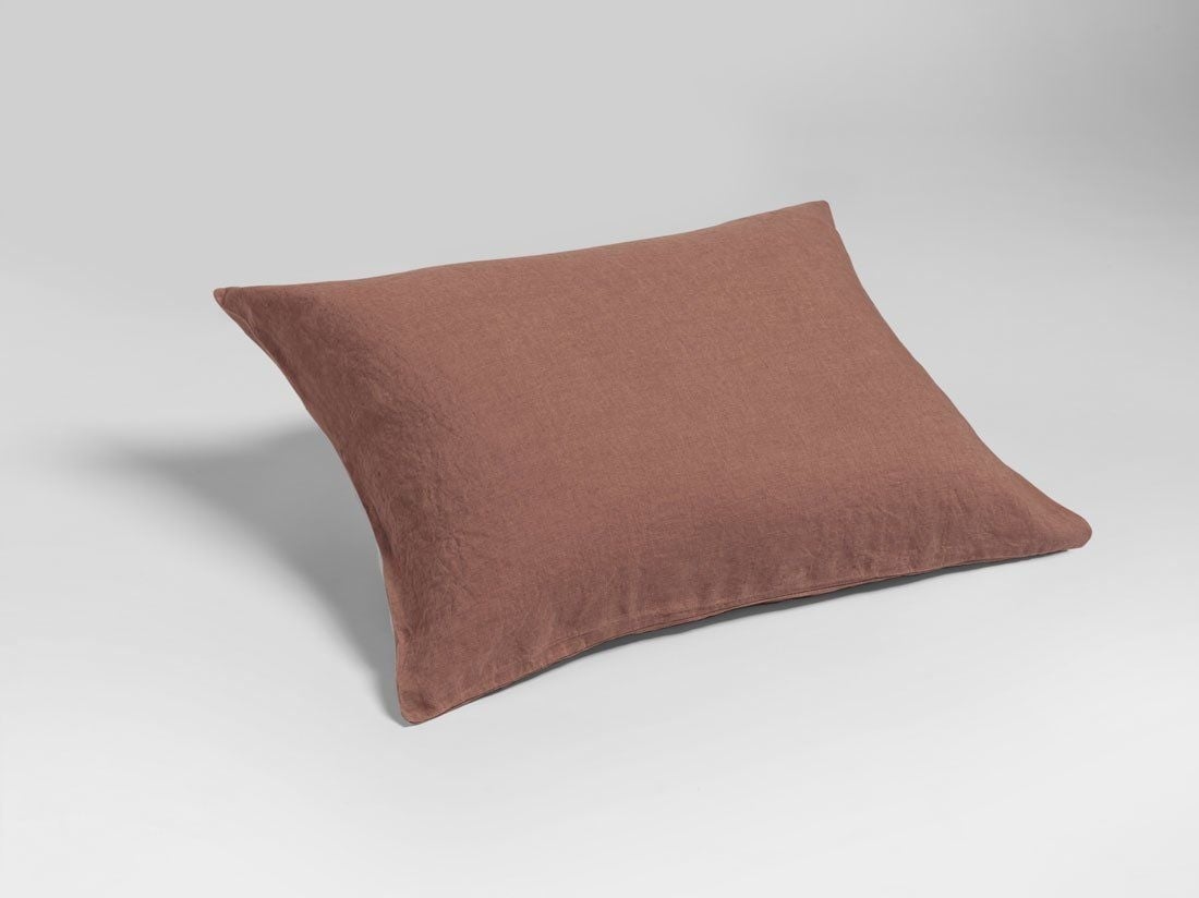 Taie d'oreiller lin lavé rose argile