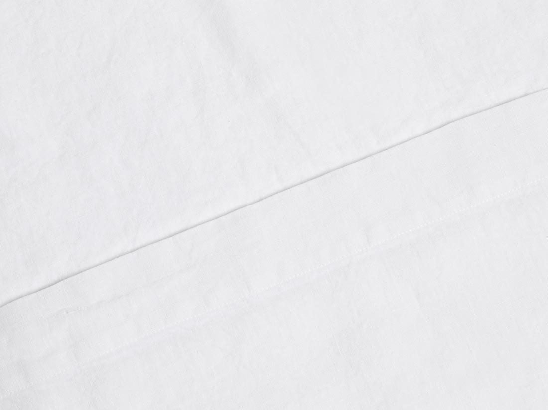 Drap plat lin lavé blanc pur