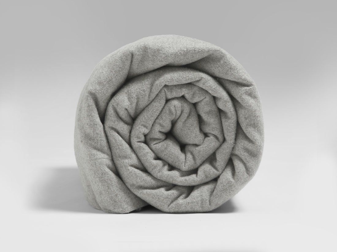 Drap plat flanelle de coton gris clair 240x260