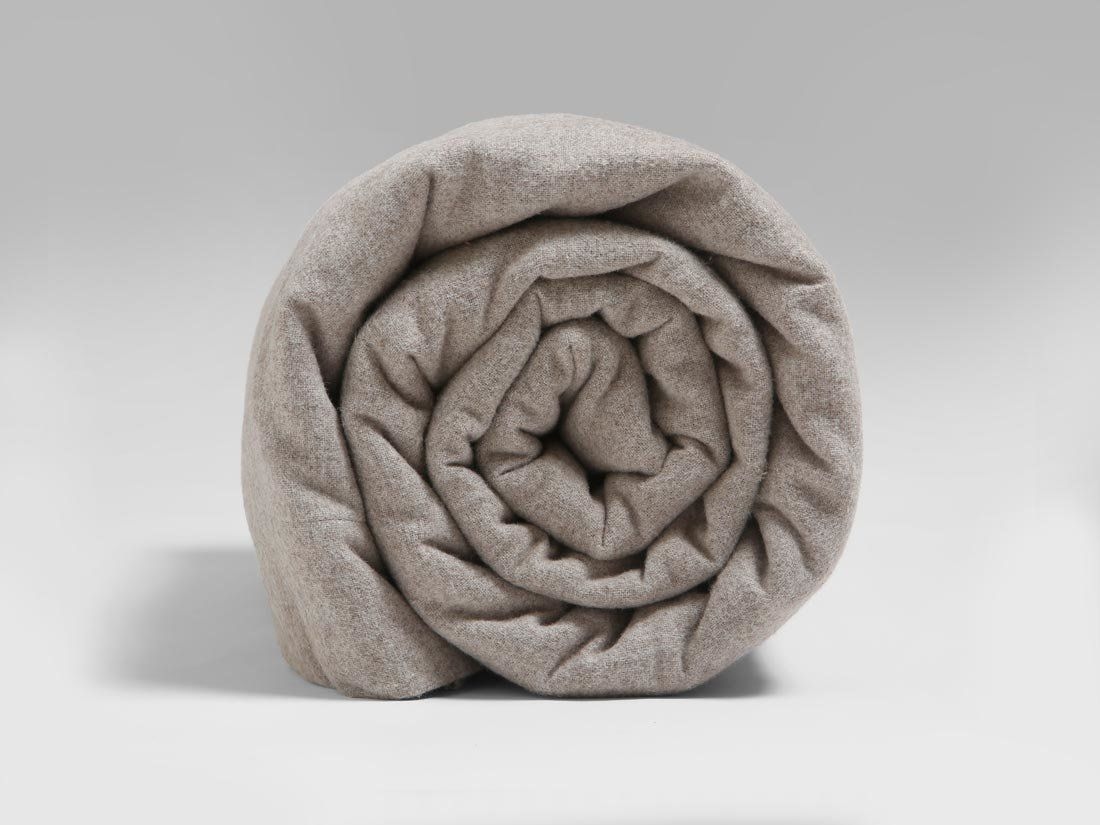 Drap plat flanelle de coton marron pierre