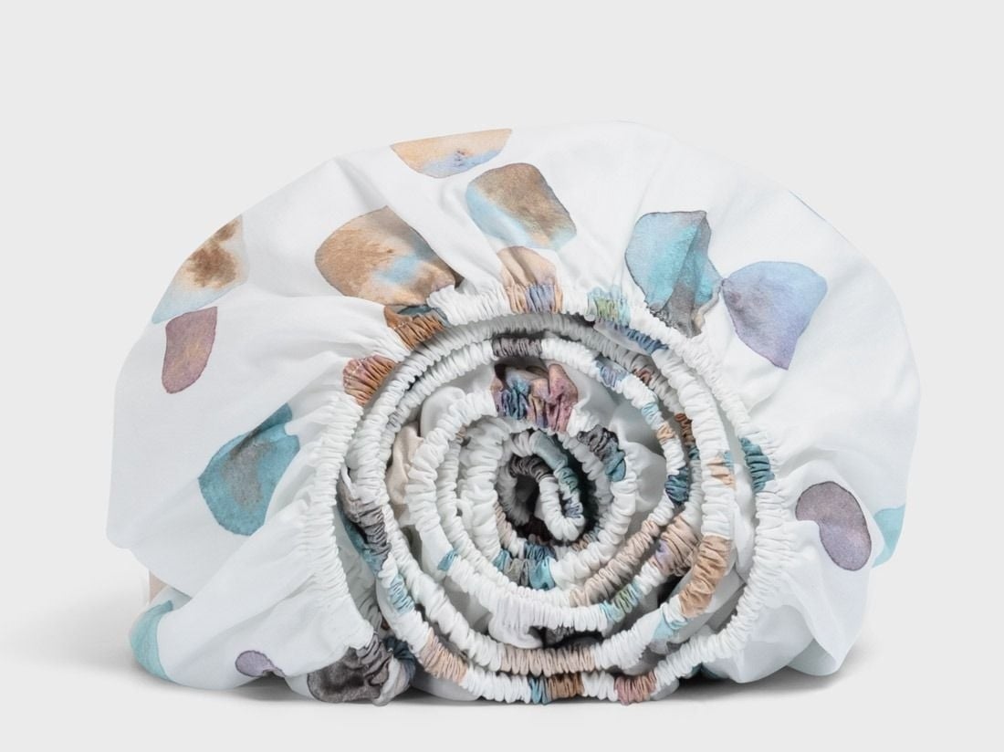 Drap-housse enfant satin de coton touches d’aquarelle multicolore