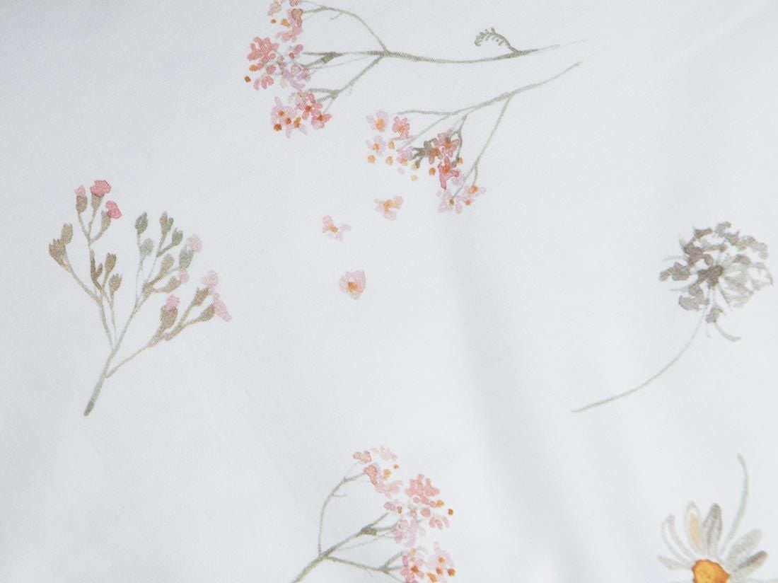 Housse de couette satin de coton fleurs