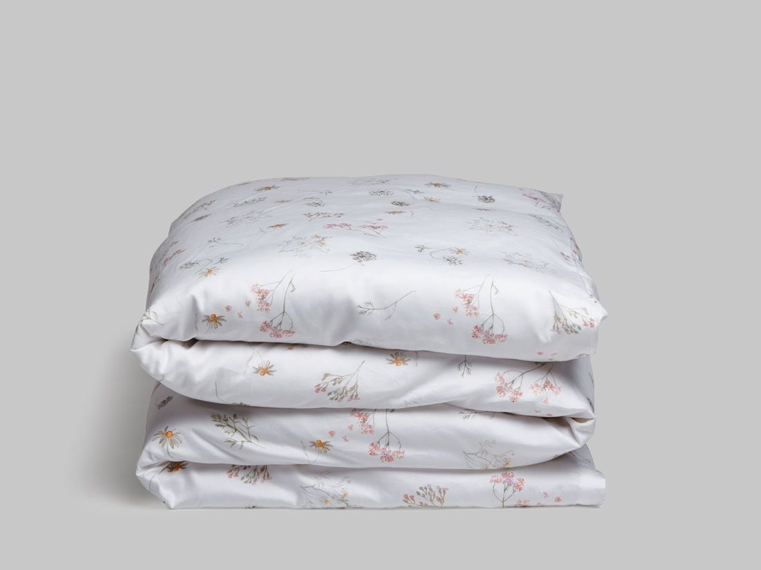 Housse de couette enfant satin de coton fleurs 100x135