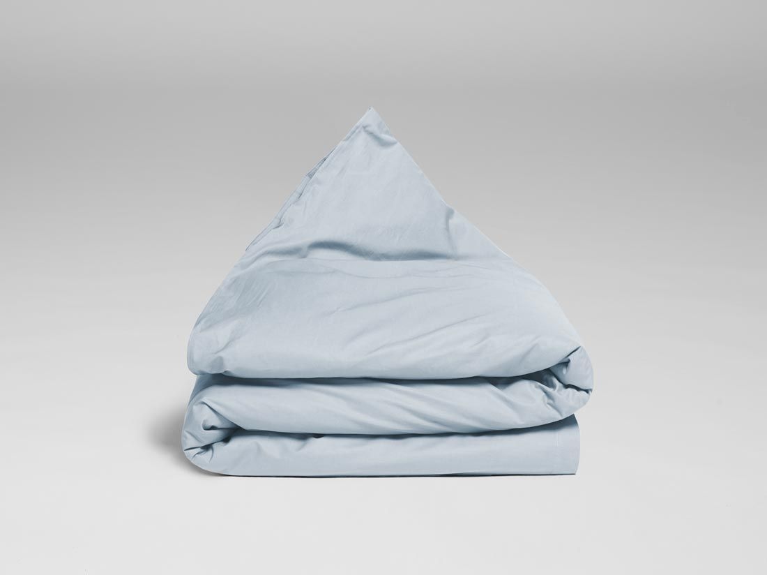 Housse de couette enfant satin de coton bleu ciel