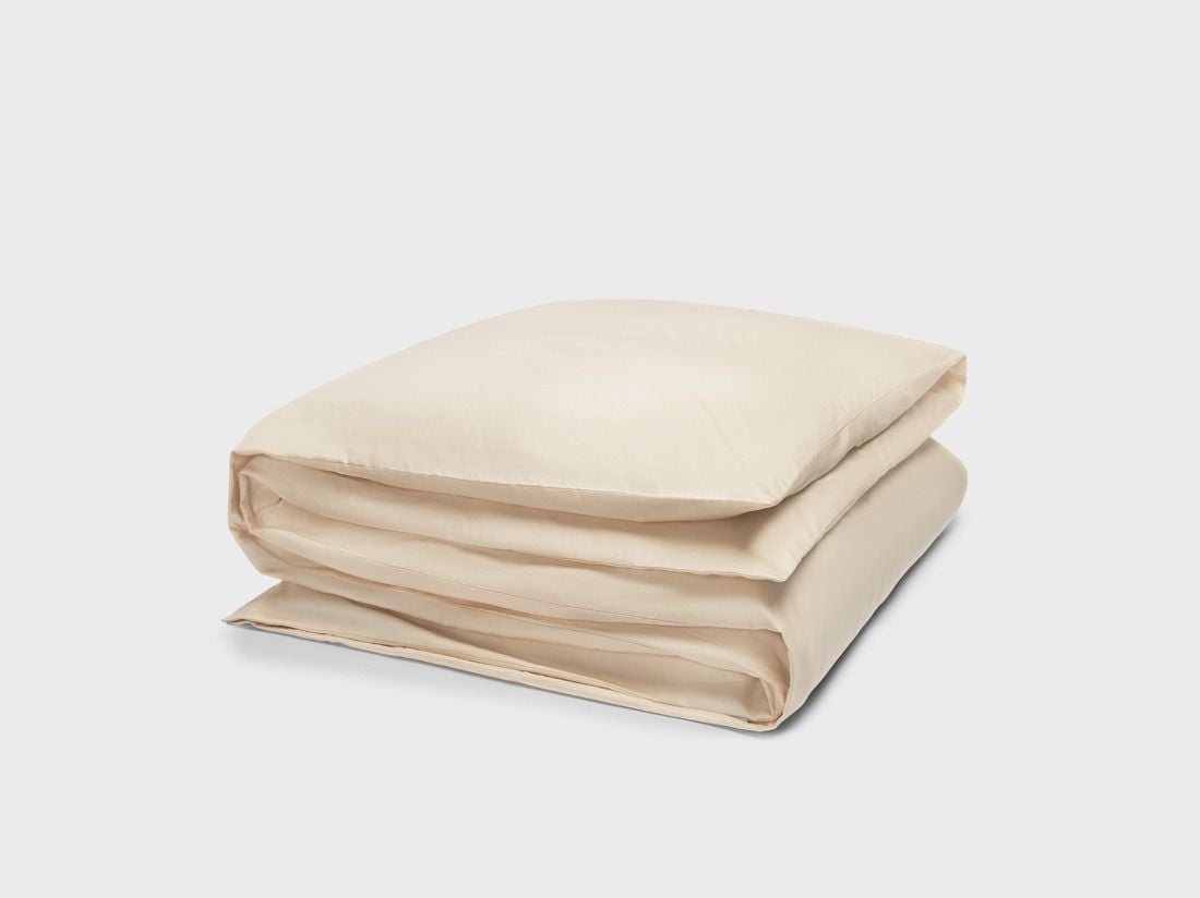 Housse de couette satin de coton lait d’amande