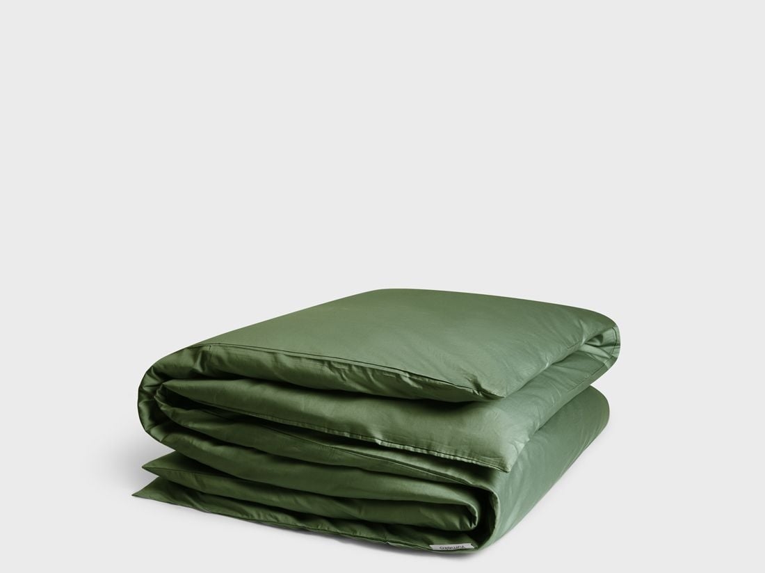 Housse de couette satin de coton vert olive moyen
