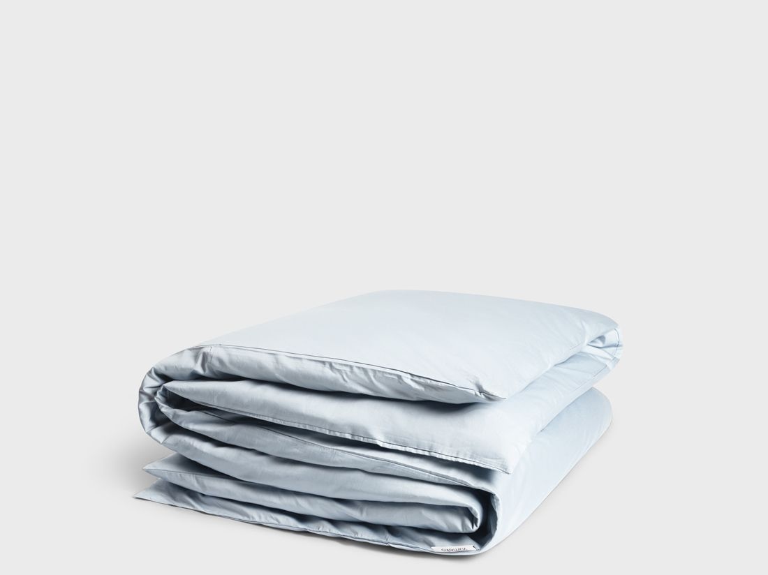 Housse de couette satin de coton bleu ciel