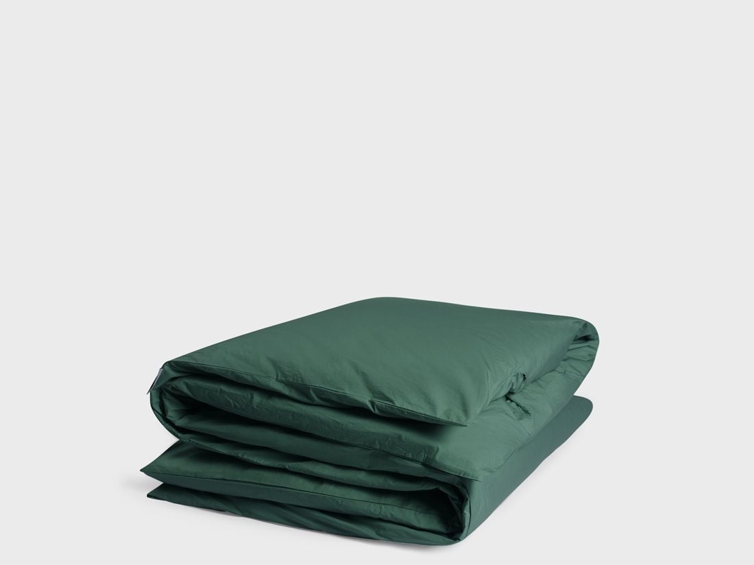 Housse de couette percale de coton vert forêt