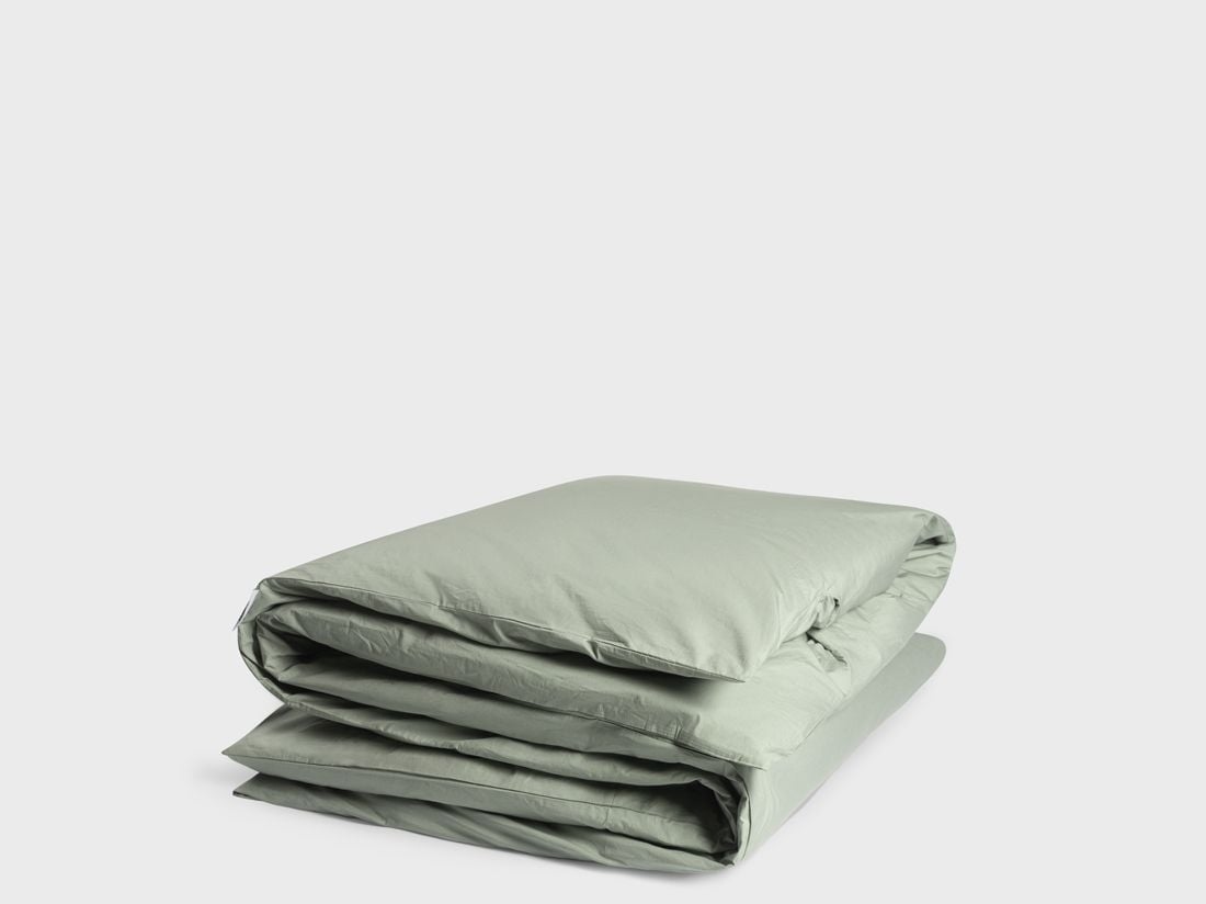 Housse de couette percale de coton vert jade