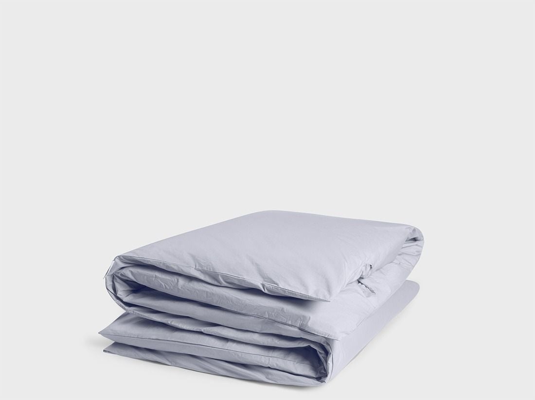Housse de couette percale de coton bleu lavande