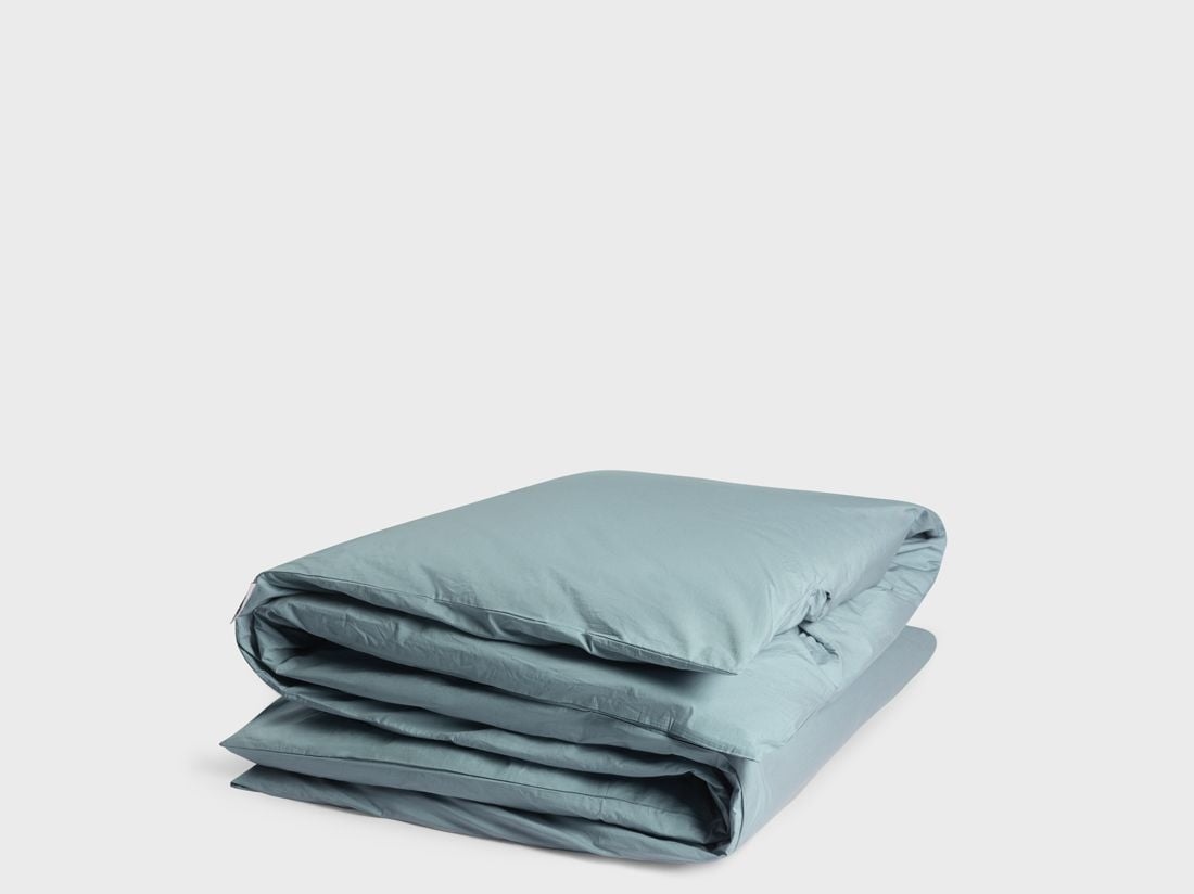 Housse de couette percale de coton bleu pétrole