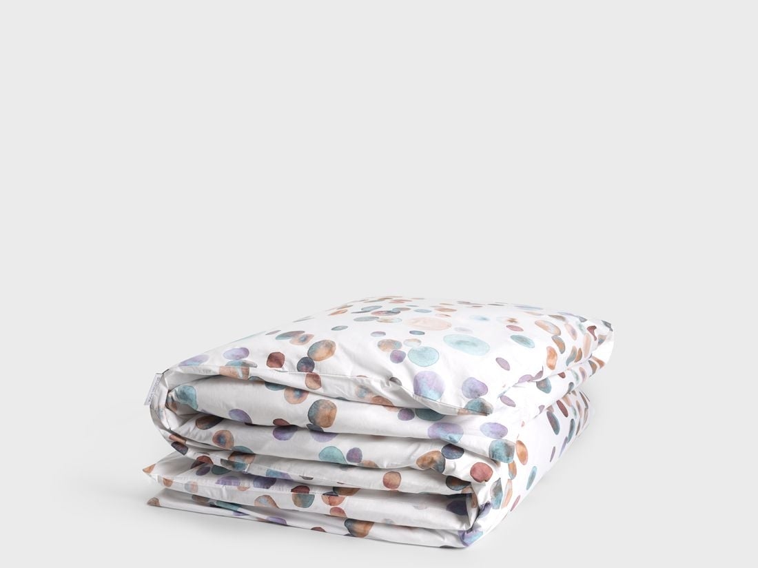 Housse de couette percale de coton points d'aquarelle 200x200