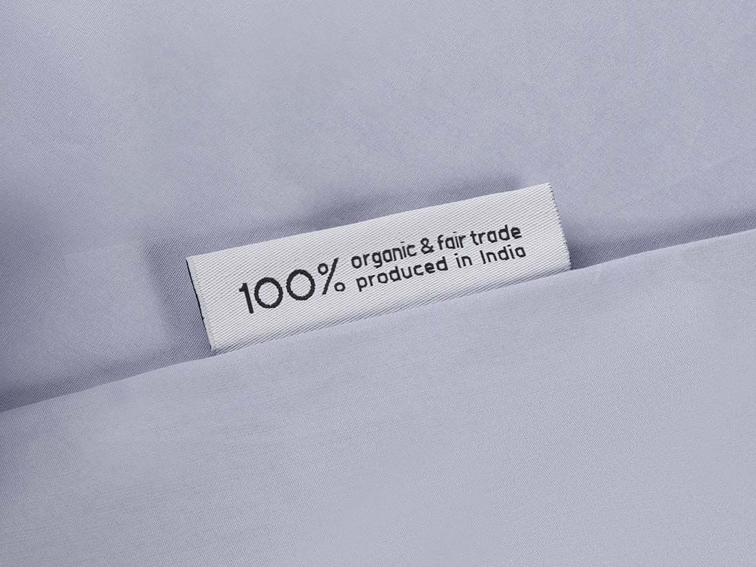 Housse de couette percale de coton bleu lavande