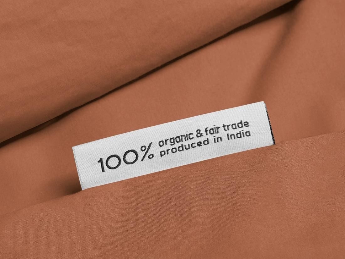 Housse de couette percale de coton terracotta