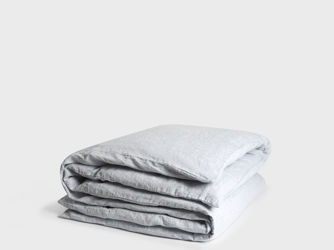Housse de couette lin lavé bleu chambray 140x200