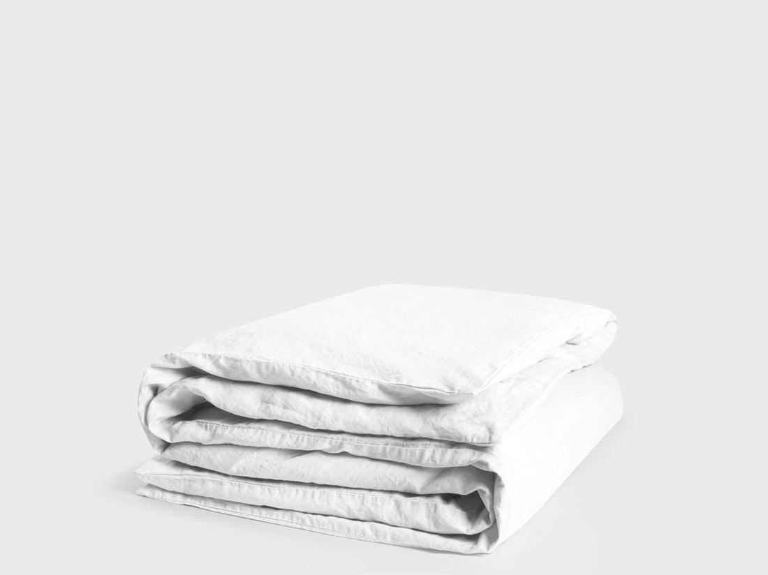 Housse de couette lin lavé blanc pur