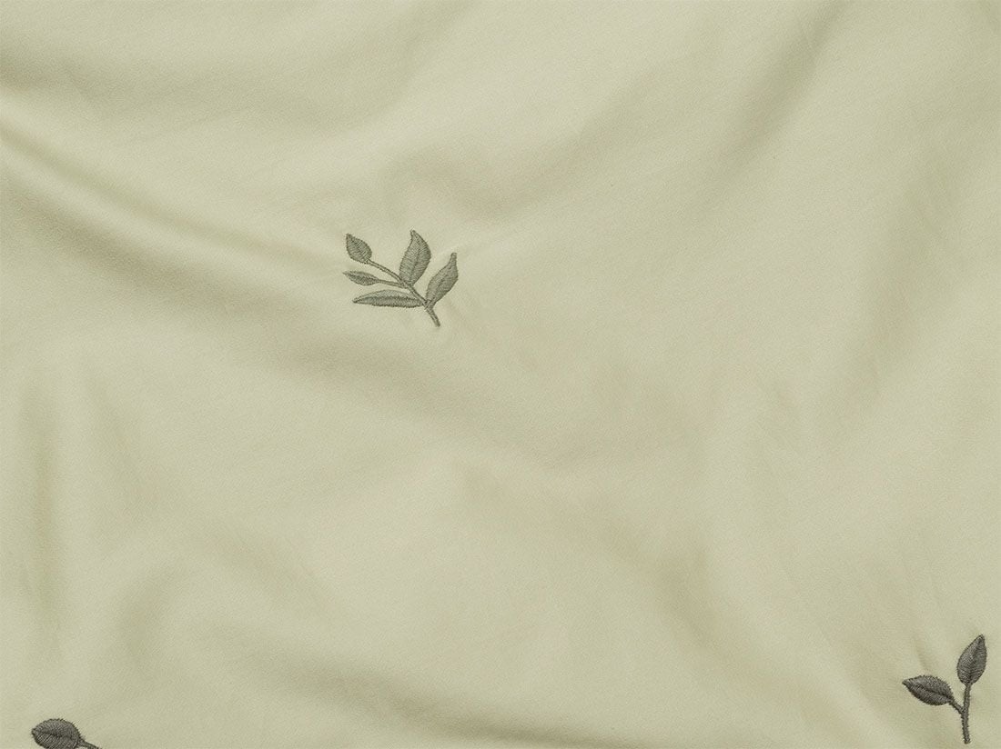 Housse de couette enfant satin de coton olive clair botanique