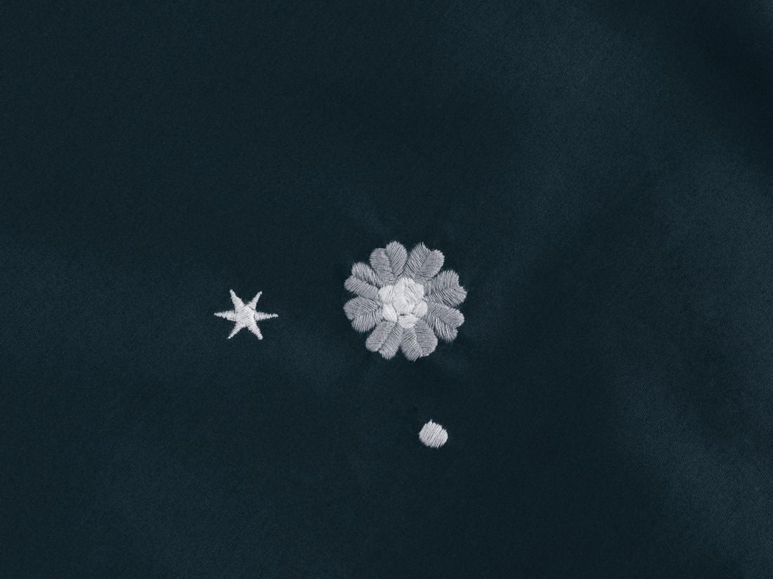 Taie d'oreiller satin de coton fleur d’étoile myrtille