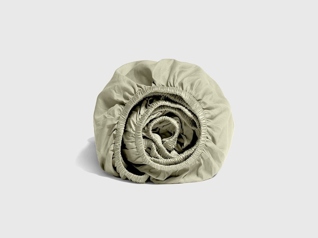 Drap-housse satin de coton olive clair
