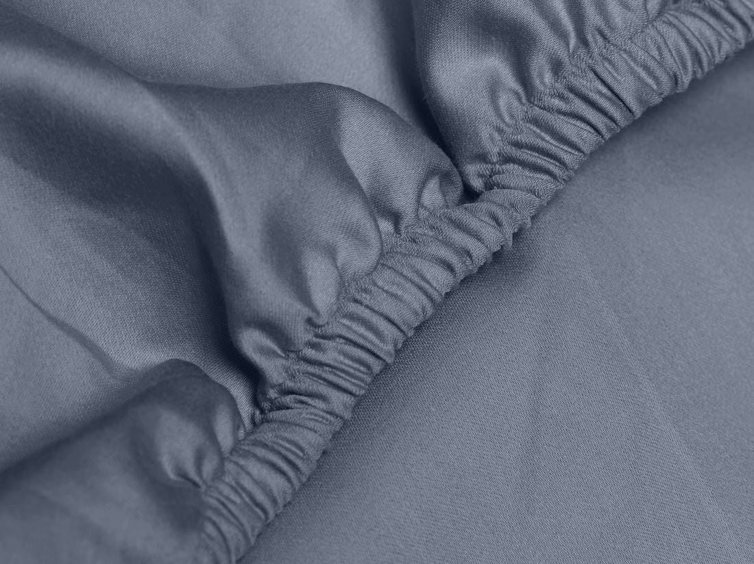 Drap-housse satin de coton bleu brumeux