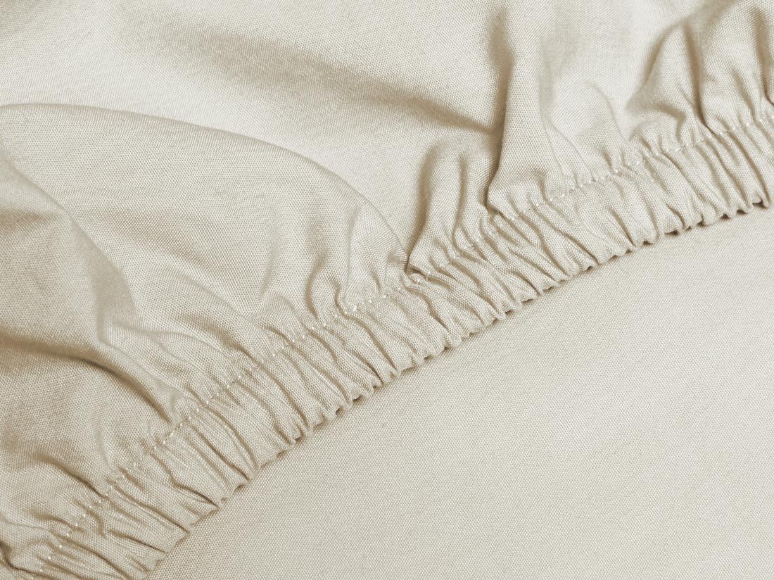 Drap-housse satin de coton gris sable