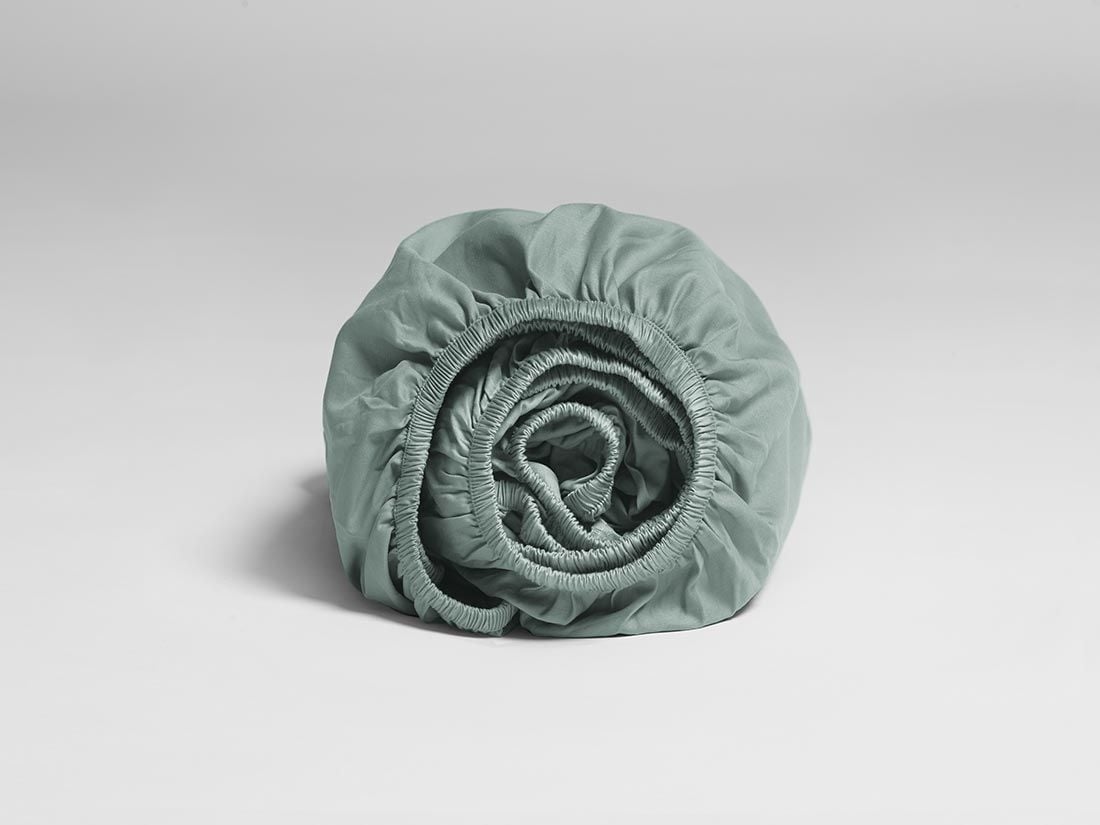 Drap-housse satin de coton vert d'eau