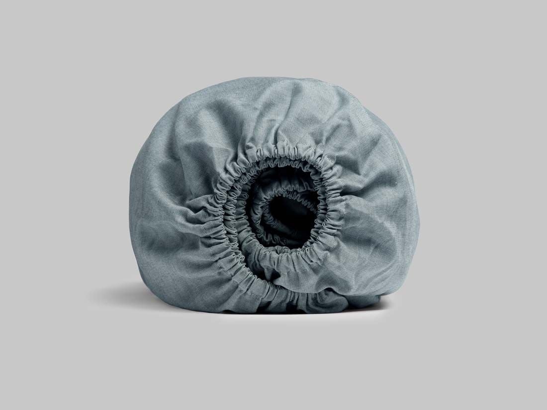 Drap-housse coton TENCEL™ vert chambray