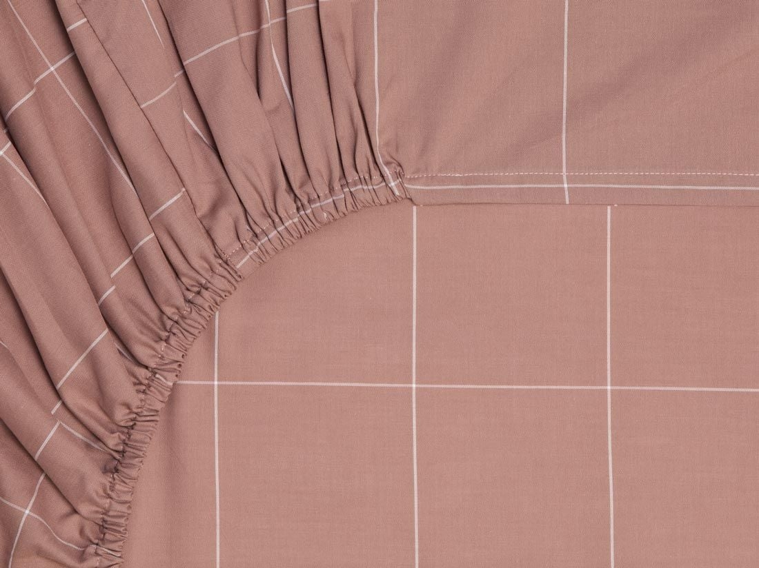 Drap-housse coton TENCEL™ rose à carreaux