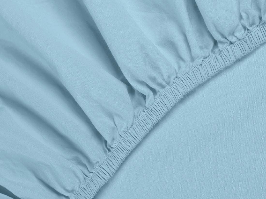 Drap-housse enfant percale de coton bleu lagon